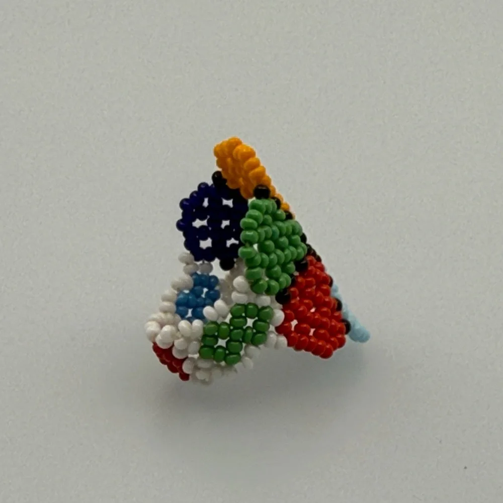 Artisanal Hand Made Colorful Beaded Floral Ring